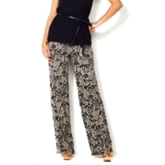 IMAN Global Chic Pants Luxury Wide Leg Style Blue/Gold/Cream Women M Average - Picture 11 of 11